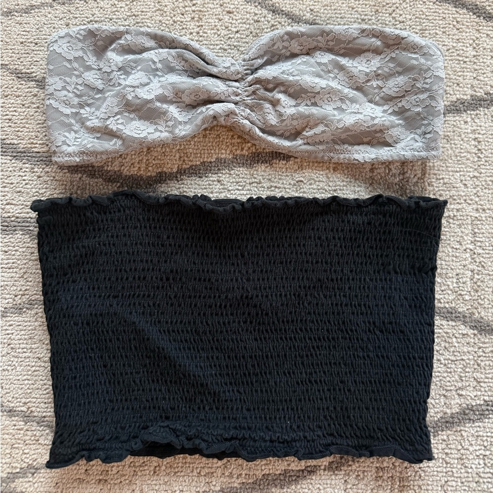 PINK Victoria's Secret Black Smocked Tube Top